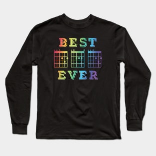 Best Dad Ever Guitar DAD Chords Tab Colorful Theme Long Sleeve T-Shirt